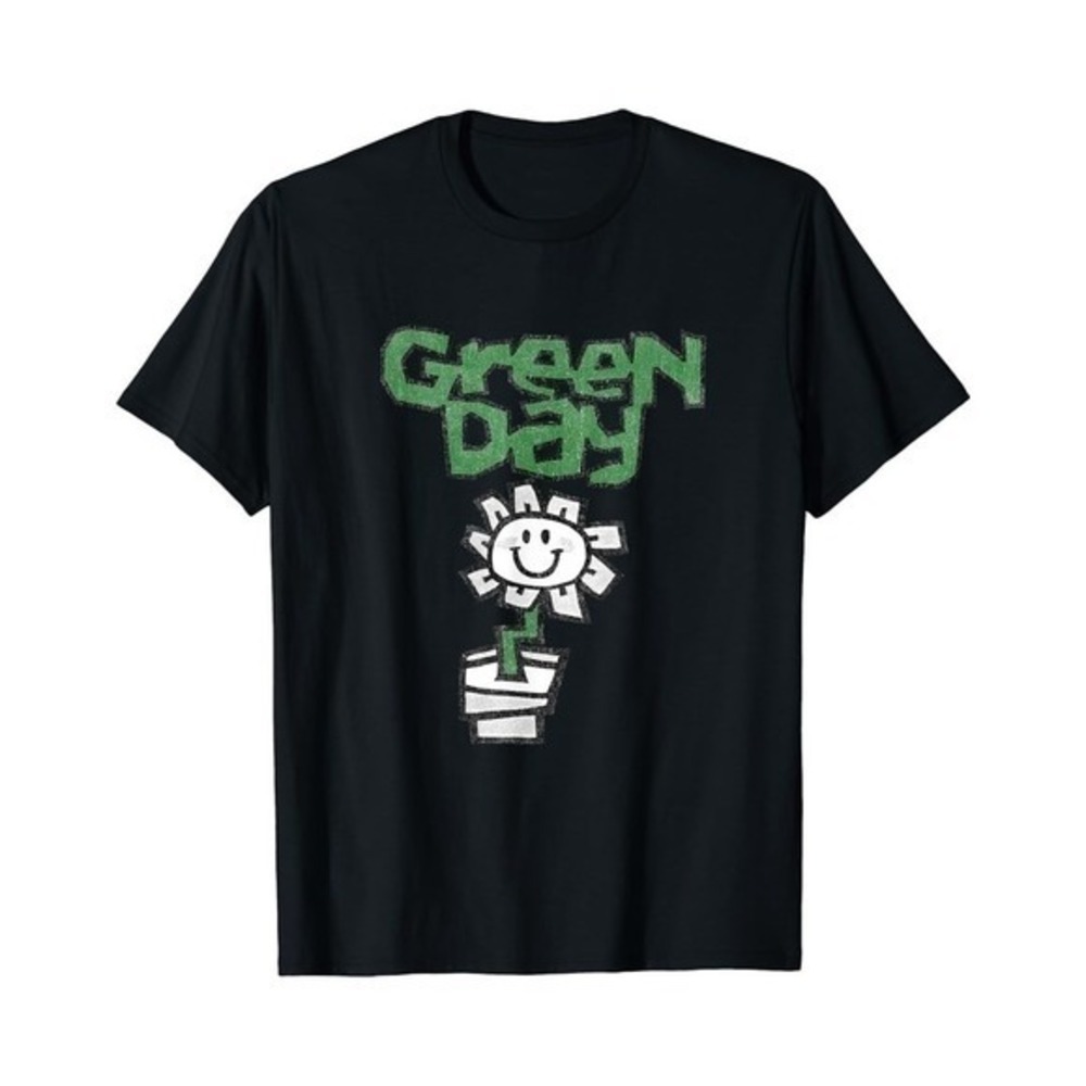 Green Day Flower Pot Punk Rock Band Music Fan Graphic T-Shirt